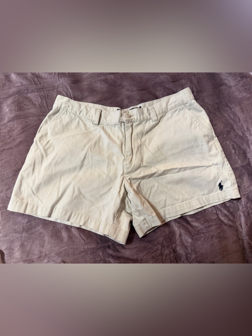 Ralph Lauren Women's Cream Flat-Front Chino Shorts